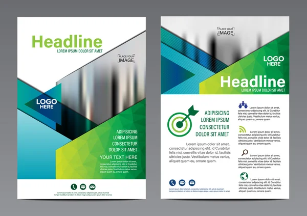 Groene brochure layout ontwerpsjabloon. Jaarverslag flyer folder cover presentatie moderne achtergrond. illustratie vector in A4 formaat — Stockvector