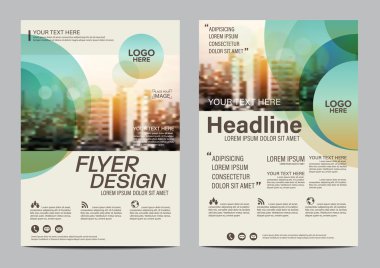 Yeşil Broşür Düzeni tasarım şablonu. Yıllık Rapor El İlanı Broşürü sunumu modern arka plan kapağı. A4 boyutunda illüstrasyon vektörü