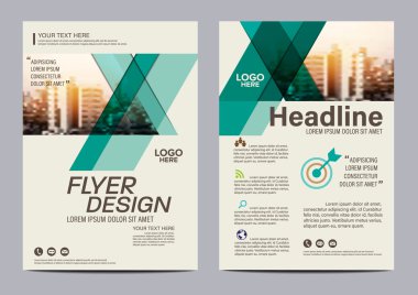 Yeşil Broşür Düzeni tasarım şablonu. Yıllık Rapor El İlanı Broşürü sunumu modern arka plan kapağı. A4 boyutunda illüstrasyon vektörü