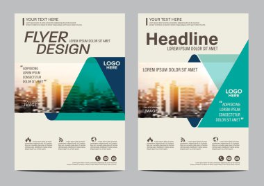 Yeşil Broşür Düzeni tasarım şablonu. Yıllık Rapor El İlanı Broşürü sunumu modern arka plan kapağı. A4 boyutunda illüstrasyon vektörü