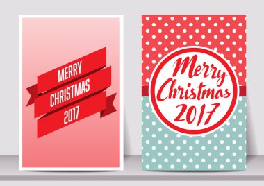 Neşeli Noel mutlu yeni yıl tipografi flyer şablonu yazı ile. tebrik kartı, Poster, kartı, etiket, banner tasarım kümesi. Vektör çizim Eps10