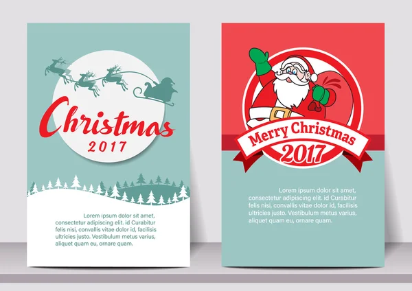 Buon Natale Felice anno nuovo modello tipografia volantino con lettering. biglietto di auguri, poster, cartolina, etichetta, banner design set. Illustrazione vettoriale EPS10 — Vettoriale Stock