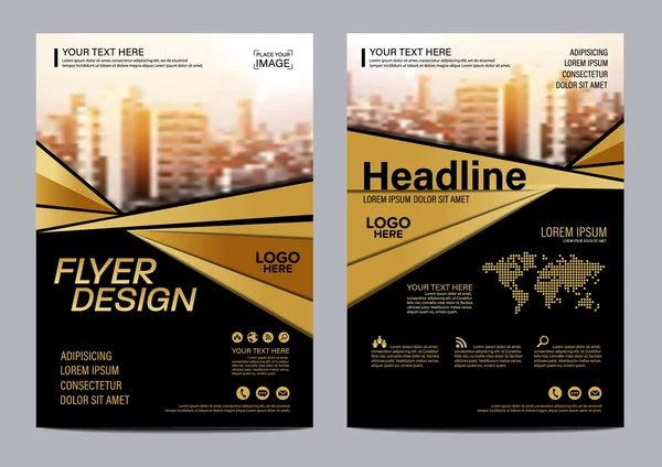 Ontwerpsjabloon voor de gouden Brochure lay-out. Jaarlijkse verslag zakelijke brochure cover moderne presentatie achtergrond. illustratie vector in A4-formaat — Stockvector