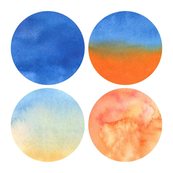 От синего до оранжевого оттенков акварели — стоковое фото