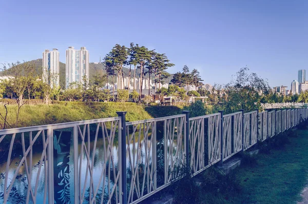 Vista Panorámica Edificios Modernos Desde Parque Ciudadanos Busan — Foto de Stock