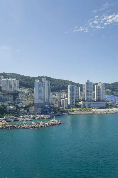 Vista Aerea Del Molo Della Baia Busan Presso Spiaggia Songdo — Foto Stock