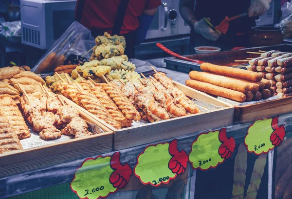 fried korean street food on display for sale