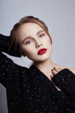 Güzel gözlü seksi kadın portre ve mükemmel meslek