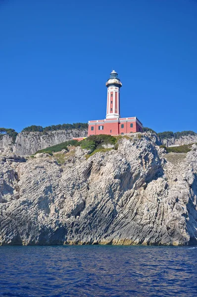 A bright lighthouse on the island of Capri — Stock Photo, Image