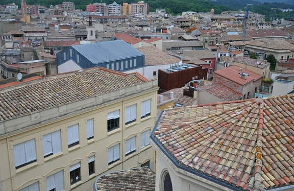 Akşam Girona İspanyol şehir panoraması