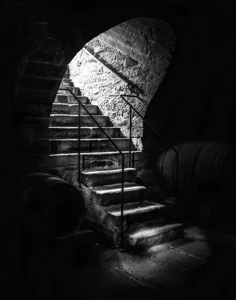 Ancien escalier de cave en basse lumière — Photo
