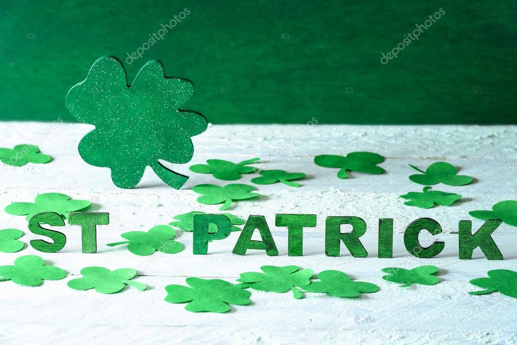 Big shamrock and the words St Patrick