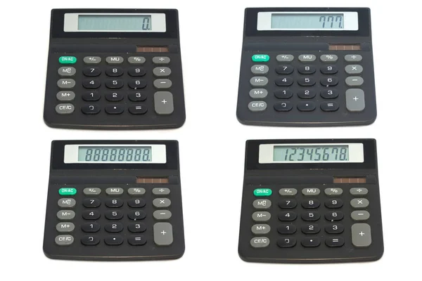 Collage of calculators on white background — Stock Photo, Image