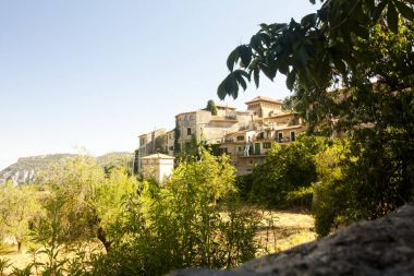 Beautiful panorama of Valldemossa, famous old mediterranean village of Majorca Spain. clipart