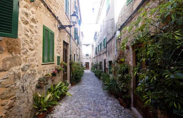 Valldemossa, Majorca İspanya'nın ünlü Akdeniz köyünü caddede güzel.