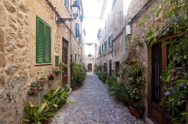 Valldemossa, Majorca İspanya'nın ünlü Akdeniz köyünü caddede güzel.