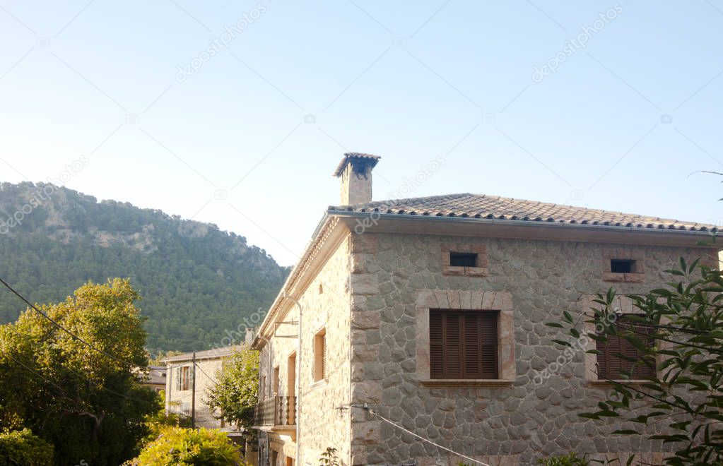 Beautiful building in Valldemossa, famous old mediterranean village of Majorca Spain.