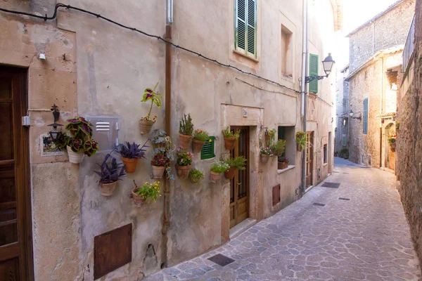 Valldemossa, Majorca İspanya'nın ünlü Akdeniz köyünü caddede güzel.