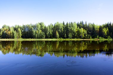 Finlandiya'da sakin ve güzel Kymijoki Nehri.