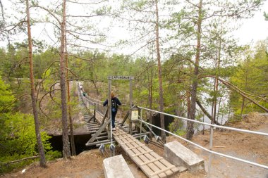 Halat köprü Milli Parkı Repovesi, Finlandiya.