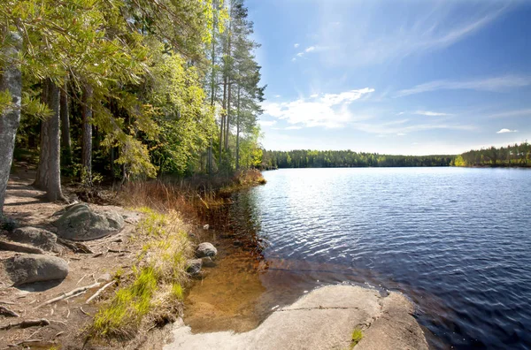 Hermoso lago en el parque nacional Repovesi, Finlandia, Karelia del Sur . —  Fotos de Stock