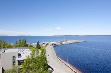 Petrozavodsk, Karelya, Rusya Onego göle dolgu için Üstten Görünüm.
