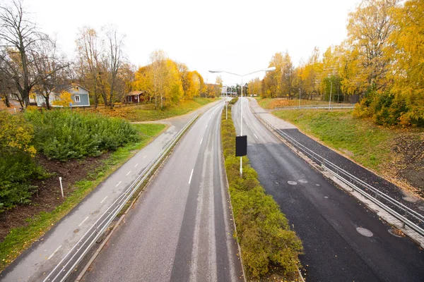 Egy őszi út Finnországban, felülnézet. — Stock Fotó
