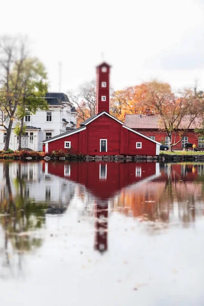 The red wooden building at the former plant Stromfors, Ruotsinpyhtaa, Finland — ストック写真