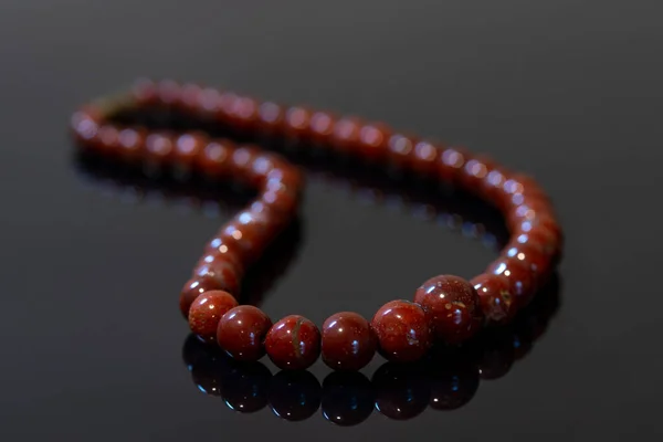 Brown Jasper Beads Isolated Black Background — Stock Photo, Image