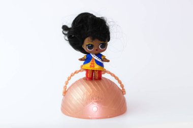 Kouvola, Finland - 22 January 2020: Beautiful L.O.L. surprise doll staying on sphere