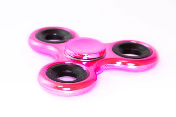 Pink Spinner Stress Aliviando Brinquedo Fundo Branco — Fotografia de Stock