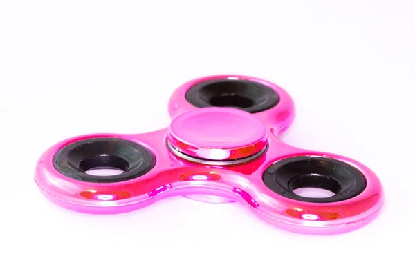 Pink Spinner Stress Aliviando Brinquedo Fundo Branco — Fotografia de Stock