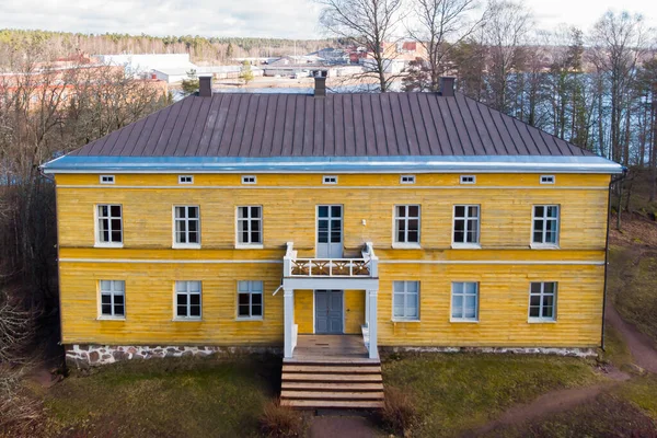 Kouvola Finnland März 2020 Luftaufnahme Des Schönen Gelben Alten Gebäudes — Stockfoto