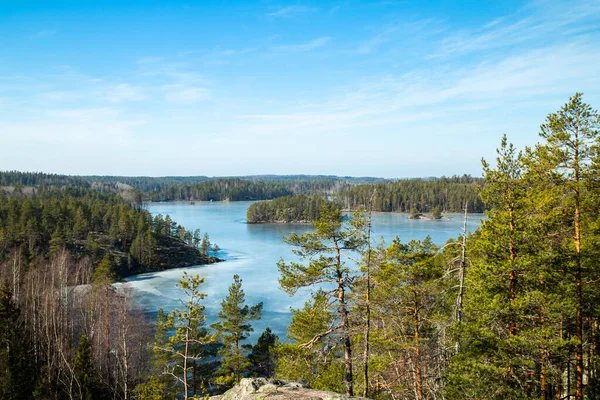 Красивый Пейзаж Ледяным Озером Национальном Парке Repovesi Финляндия — стоковое фото
