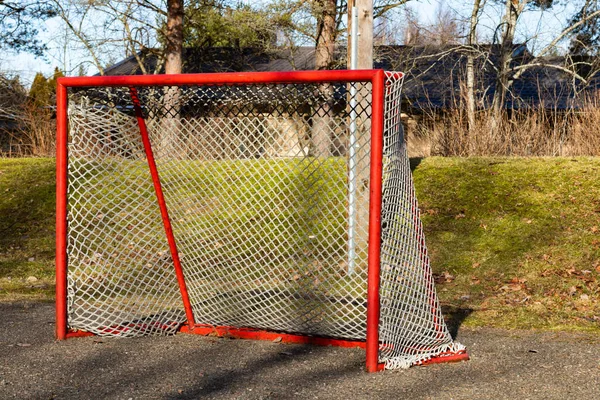 Red Road Hockey Net Children Playground Finland — Stock Photo, Image