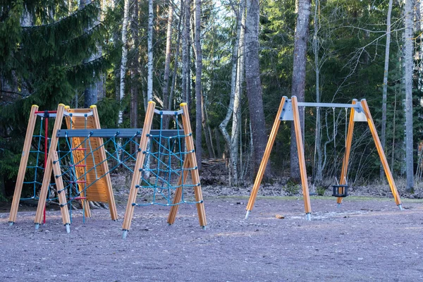 Tomma Barn Lekplats Februari Finland — Stockfoto