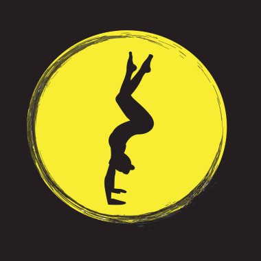 Siluet genç kadın pratik yoga. Kız pilates. Vektör arka plan üzerinde