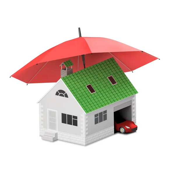 Insurance home, house, life, car protection. Buying house and ca — Stock Photo, Image
