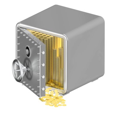 Beyaz arka plan üzerinde izole kapalı metal güvenli illüstrasyon. Güvenlik kavramı.