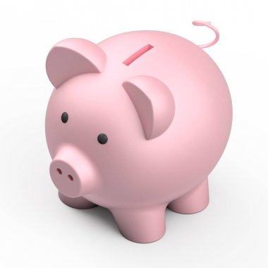 Pembe Beyaz arka plan üzerinde 3d render illüstrasyon izole kumbara