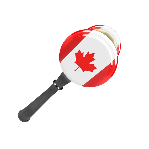 Karta över Ryssland. Kanada sanktioner mot Ryssland. Domare hammare Kanada flaggan och emblemet. 3D illustration. Isolerad på vit bakgrund. — Stockfoto