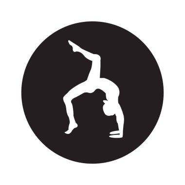 Siluet genç kadın pratik yoga. Kız pilates. Vektör arka plan lotus üzerinde