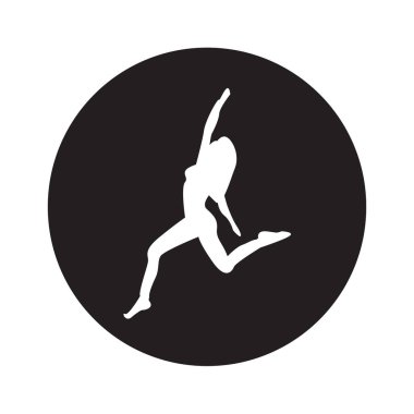 Siluet genç kadın pratik yoga. Kız pilates. Vektör arka plan lotus üzerinde