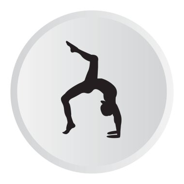Siluet genç kadın pratik yoga. Kız pilates. Vektör arka plan lotus üzerinde