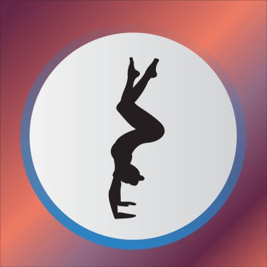 Siluet genç kadın pratik yoga. Kız pilates. Vektör arka plan lotus üzerinde