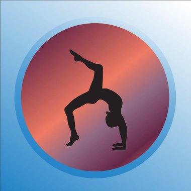 Siluet genç kadın pratik yoga. Kız pilates. Vektör arka plan lotus üzerinde