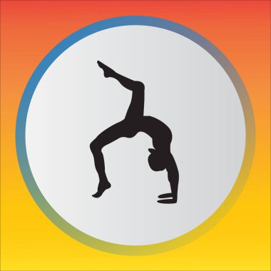 Siluet genç kadın pratik yoga. Kız pilates. Vektör arka plan lotus üzerinde