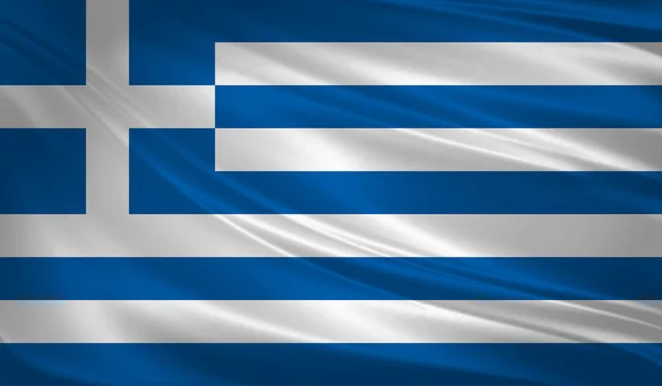 Bandeira Grécia Soprando Vento Textura Fundo Renderização Onda — Fotografia de Stock