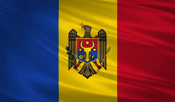 Flaga Mołdawii Wiejący Wiatr Tekstura Tło Renderowania Fala — Zdjęcie stockowe