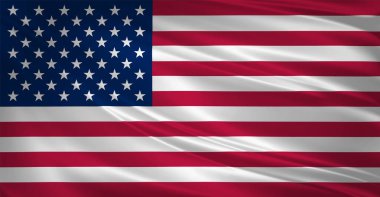 Amerika Birleşik Devletleri bayrağı rüzgarda. Arka plan doku. 3D render, dalga.